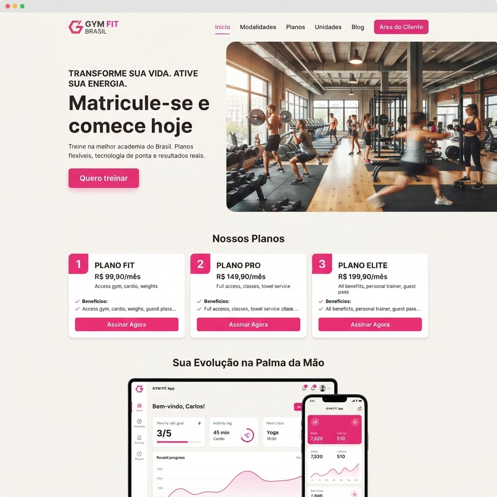 Site de academia com planos e area do aluno