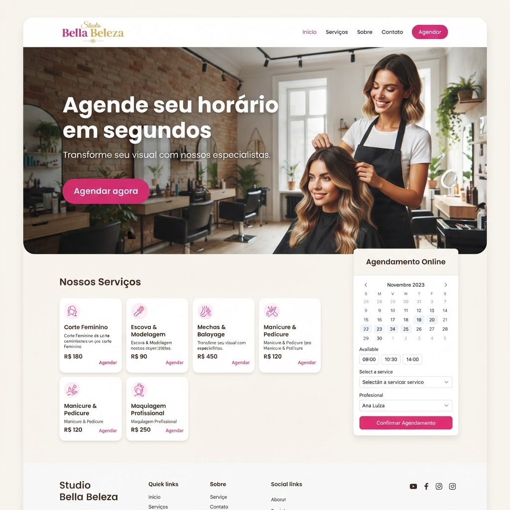 Site de salao de beleza com agendamento online